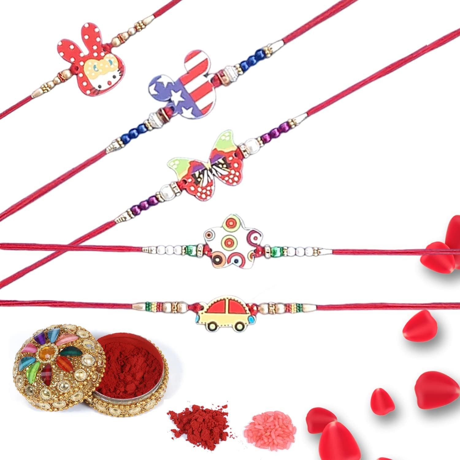Tuski Kids Rakhi for Brother Set-5 (Free Kumkum Box) with Roli Chawal. (B07F8GG92L) Amazon Price History, Amazon Price Tracker