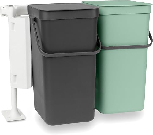Brabantia Sort & Go Built in Bin 2 x 16 litre - Dark Grey and Jade Green