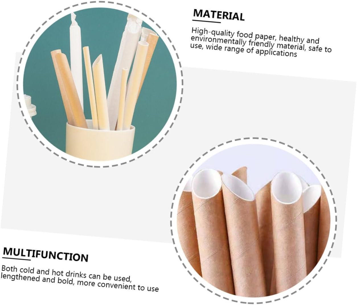 Operitacx Pulp Paper Beverage Straws 100pcs Disposable Milk Tea Drinking Straws 12×200mm Kraft Paper Individually Wrapped Eco-friendly Household Use