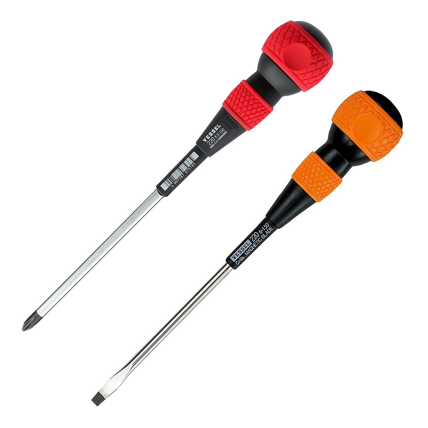 Vessel Ball Grip Screwdriver Set of 2 No.220 Magnetic Tip 9.8in Japan