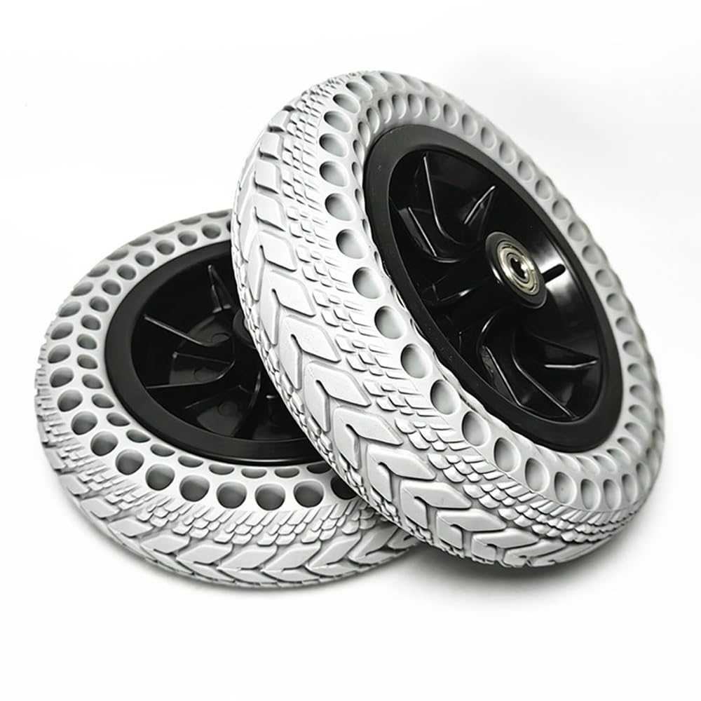 8 Pulgadas Ruedas Delanteras De Repuesto Para Silla De Ruedas, Rueda De Poliuretano Antideslizante Para Silla De Ruedas, Neumáticos Sólidos No Neumáticos(Gray)