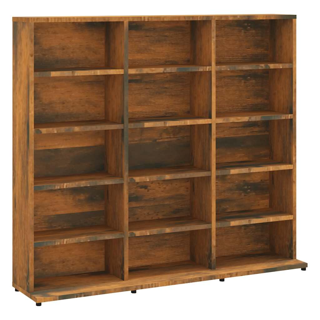 vidaXL Armoire à CD Chêne Fumé Étagère Meuble de Rangement Maison Armoire de Bureau Étude Chambre Intérieur 102x23x89,5 cm Bois d'Ingénierie