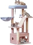 Taoqimiao Cat Tree, Cat Tower for Indoor Cats 38.5Inch=98cm, Suitable for Kittens, with Luxurious Cat Condo, with Adjustable Baskets and Luxurious Perch, Smoky Gray MS029SG