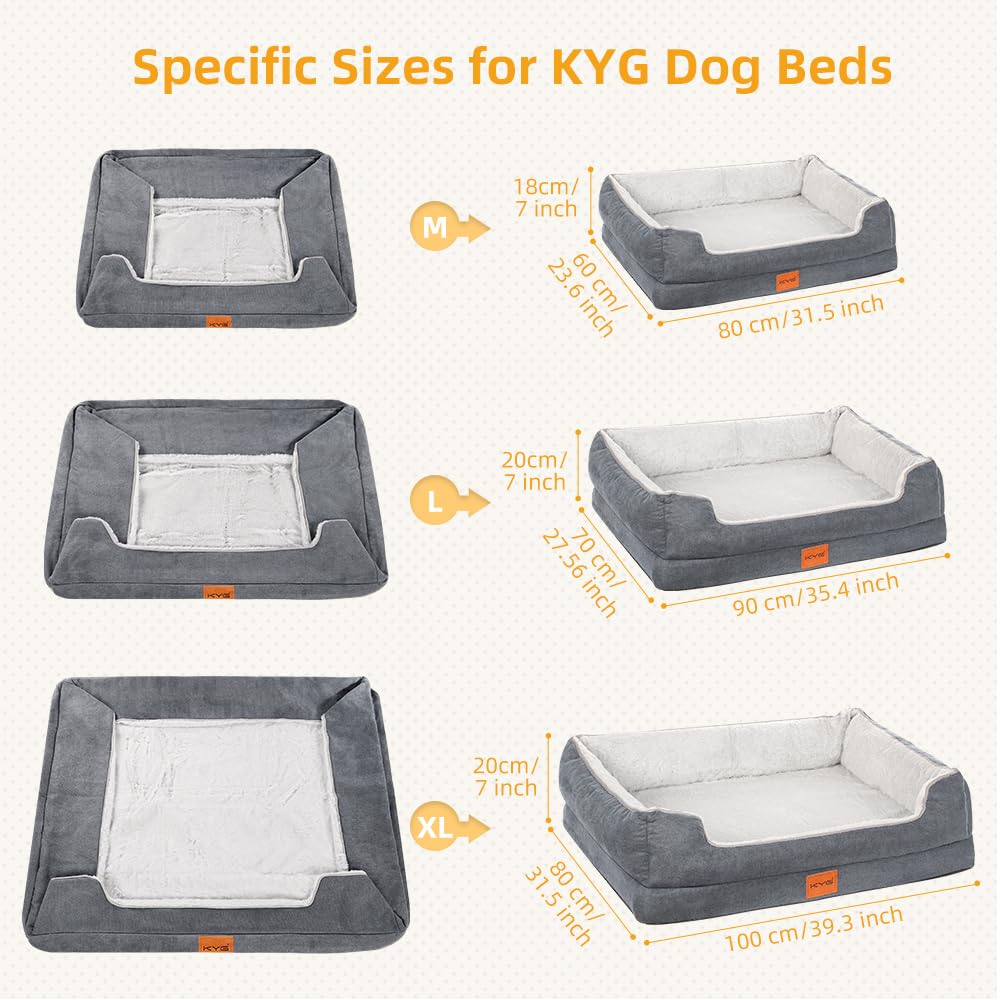 KYG Housse de rechange pour lit pour chien de taille L, convient uniquement au lit pour chien, blanc et gris