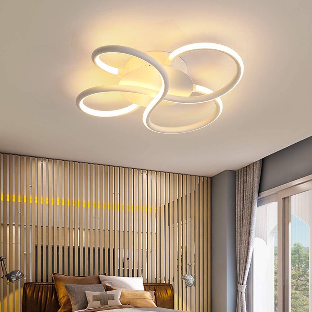 LYMSXAZOU Dimmable Ceiling Light Fixture with Remote Control, Modern Flower Design Acrylic Shade Chandelier for Living Room, Dining Bedroom, Hallway Flush Mount Lamp