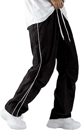 JMIERR Mens Baggy Parachute Pants Loose Casual Wide Leg Y2K Lightweight Quick Dry Deep Pockets Urban Pants
