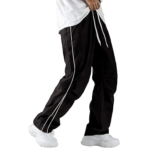 JMIERR Men's Baggy Parachute Pants Loose Casual Wide Leg Y2K Lightweight Quick Dry Deep Pockets Urban Pants