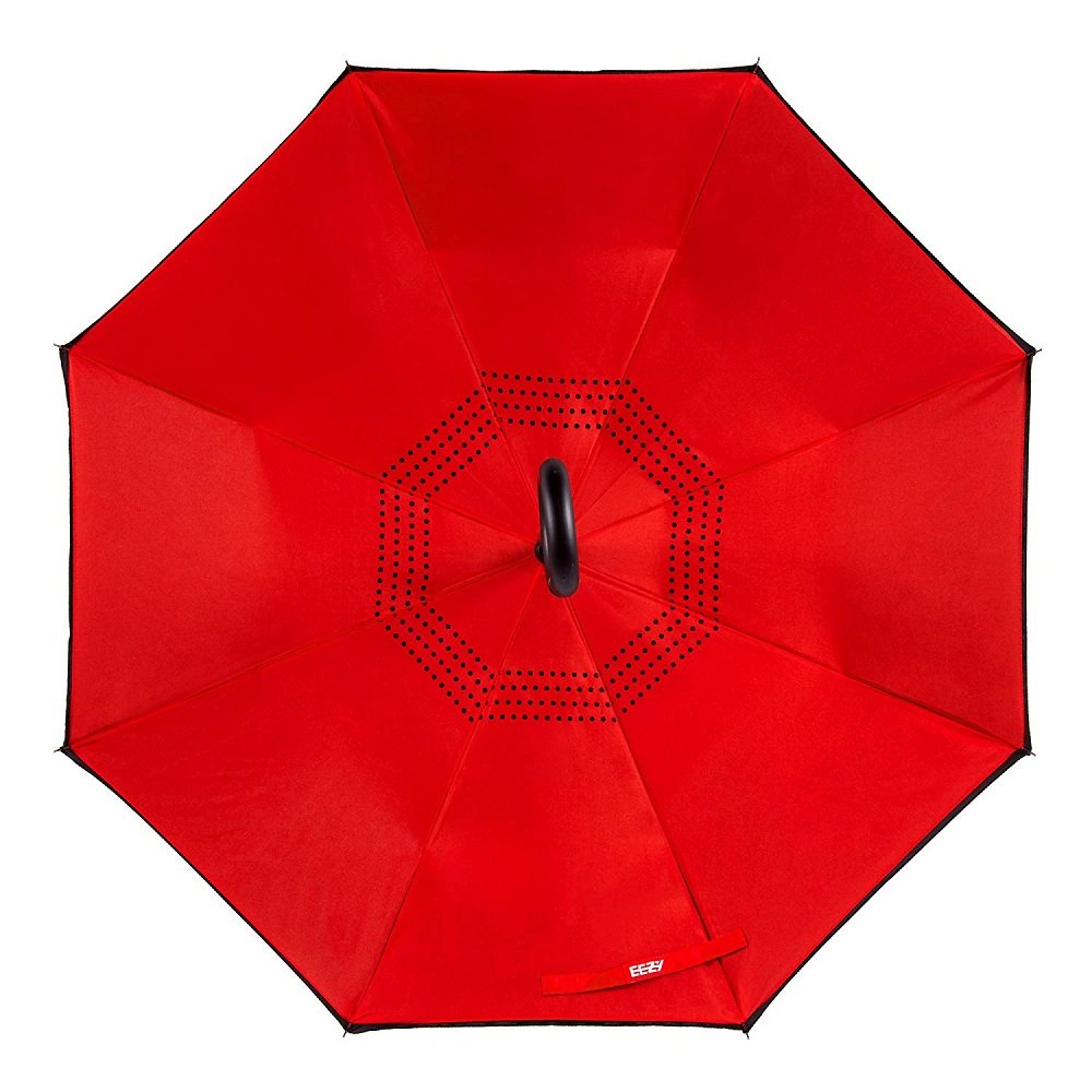 Odwrócona dwuwarstwowa warstwa parasola, uchwyt w kształcie litery C składany odwrócony parasol, odporny na promieniowanie UV wiatroszczelny parasol podróżny