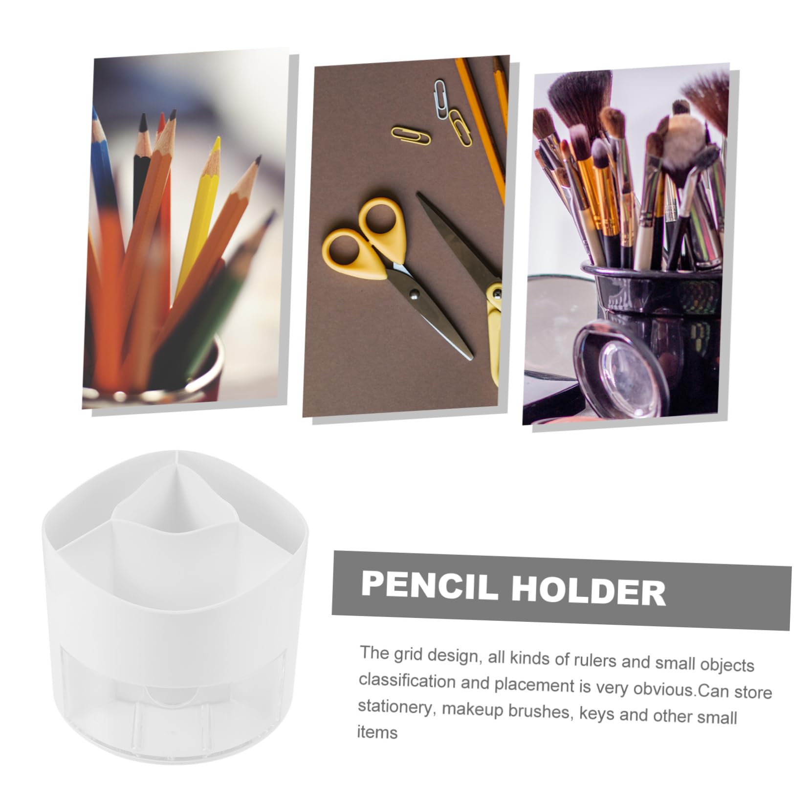 Portapenne Rotante Bianco in Plastica, Organizer Scrivania