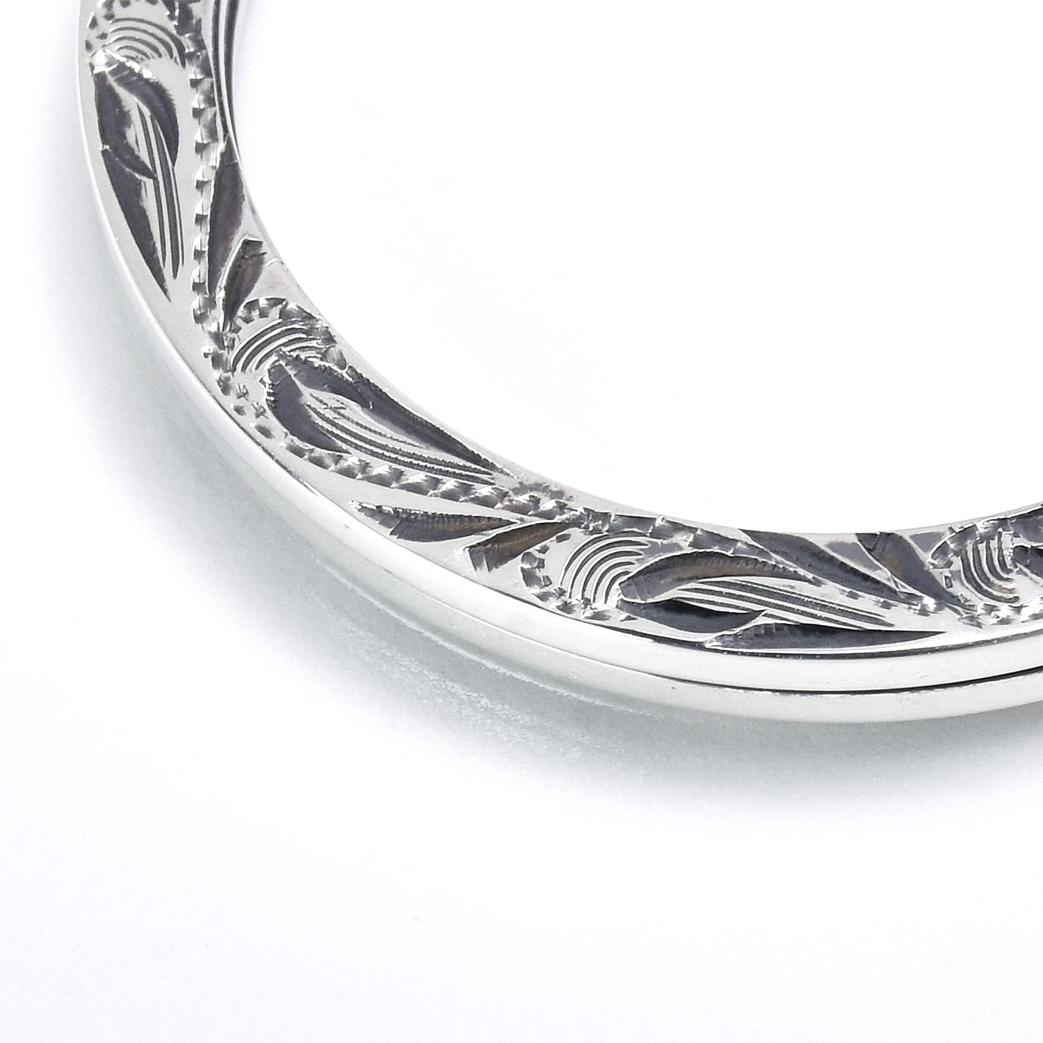 新品 純銀 シルバー925 製FUNNY エングレーブ キーリング キーフック