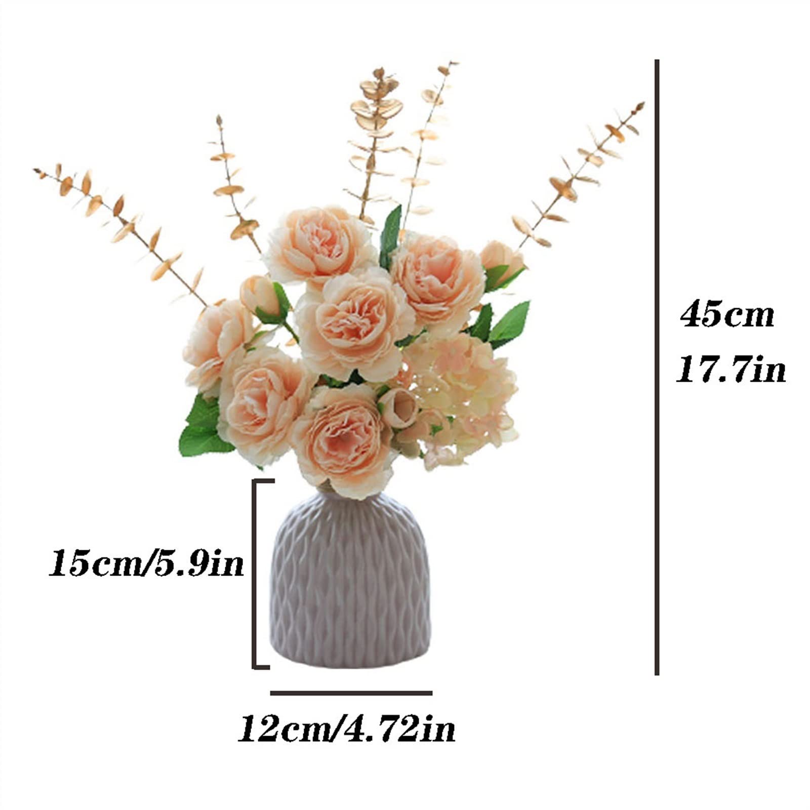 Künstlicher Blumenstrauß im nordischen Orange-Gelb mit Vase zur Tischdekoration für Wohnzimmer