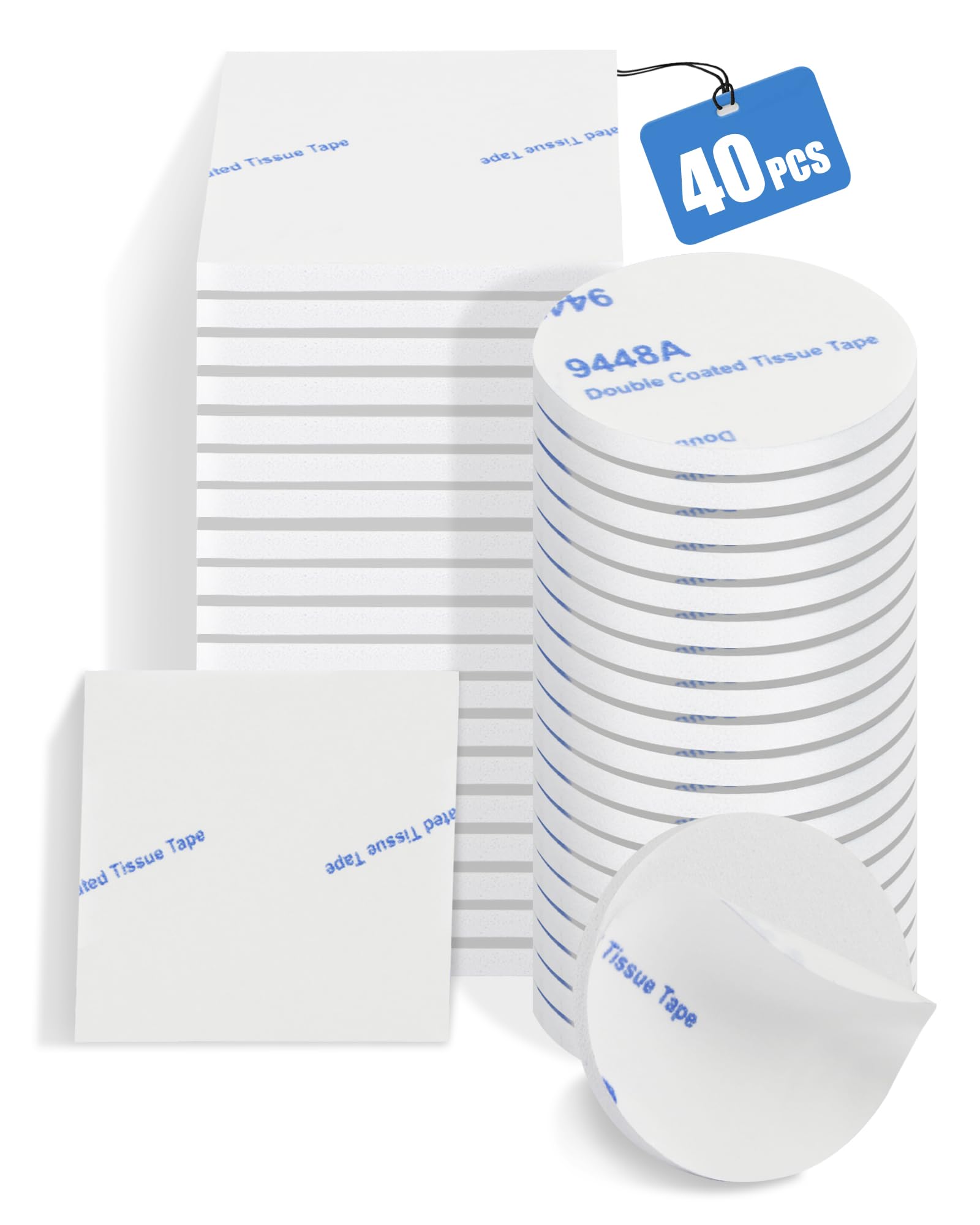 Acual Klebepads Doppelseitig Extra Stark 40 Stück,Doppelseitige Klebepads Weiß,Schaumstoff Klebepads für Innen & Außen, Wasserfeste Montagepads für Zuhause Büro Auto-Rund30mm/Quadratisch40mm