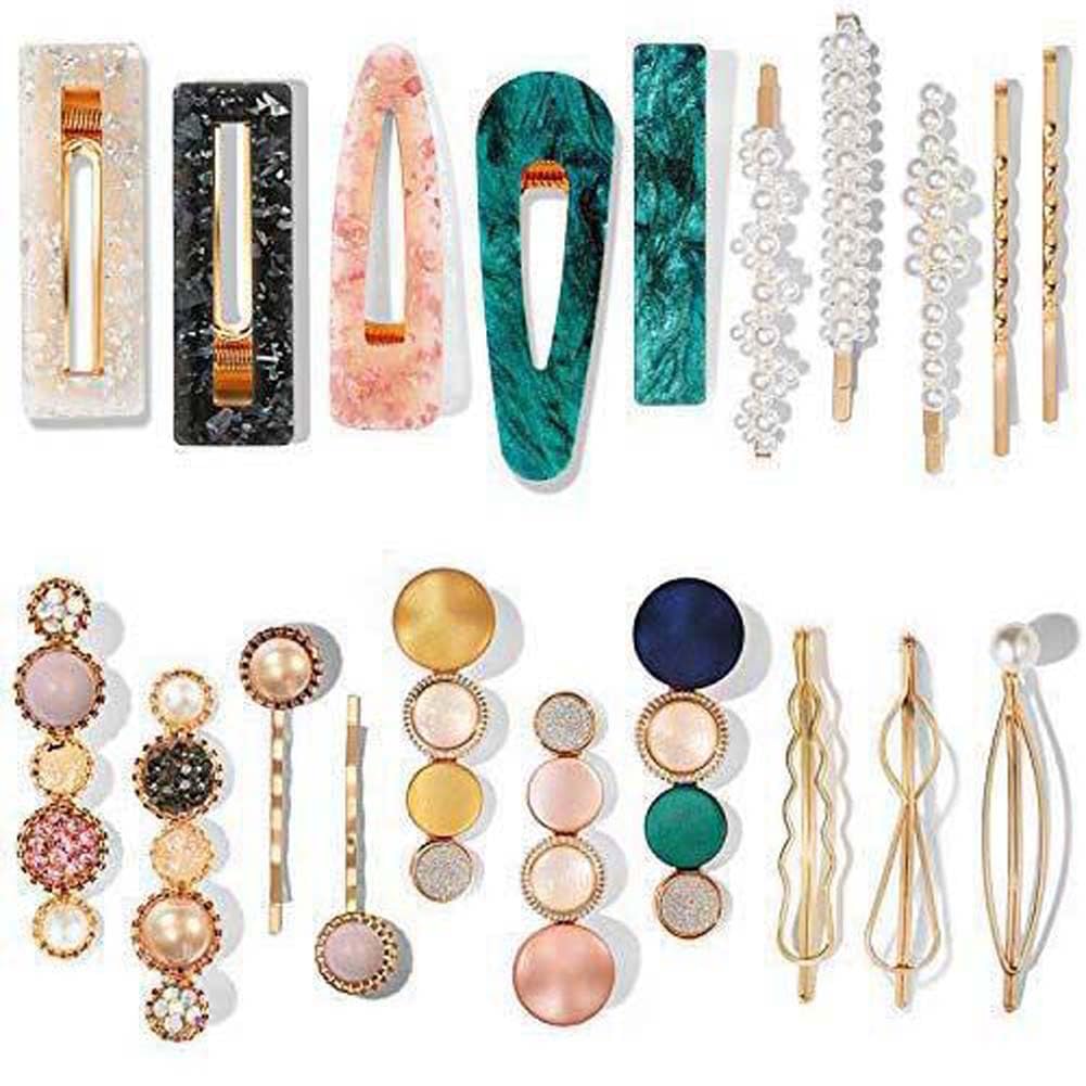 20 PCS Pearl Acrylic Resin Fashion Hair Clips Set, Cute Hair Barrettes Bobby Pins
