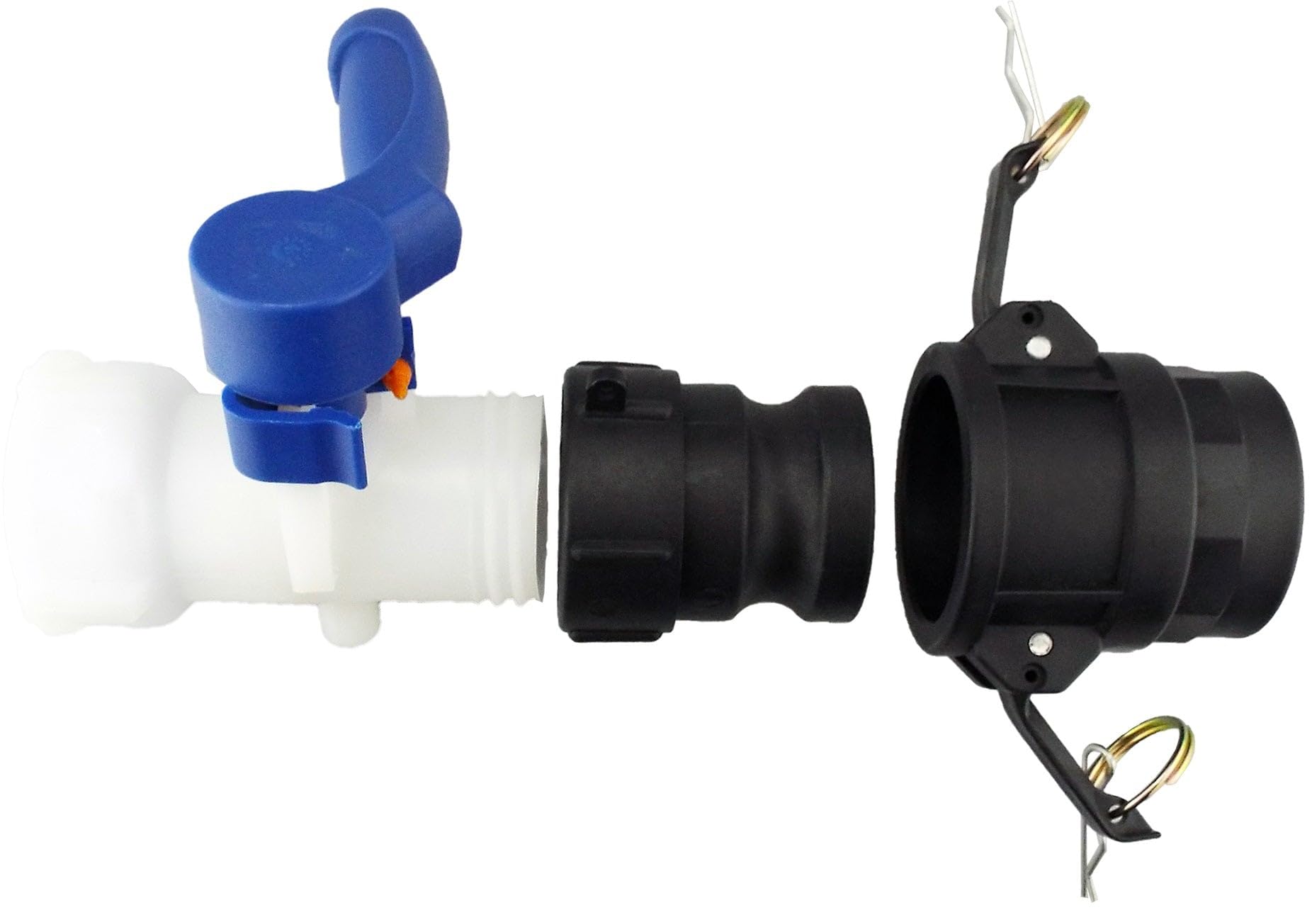 IBC 2" S60X6 Valve Kit with S60X6 to 1.5" Male Camlock Adapter and 1.5" Type D Camlock Coupling
