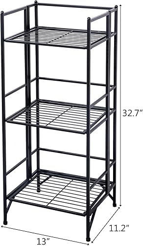 Miniatura 3 de Estantería plegable de metal de 3 niveles, estantes de almacenamiento plegables, organizador de estantes de armario independientes, estante de