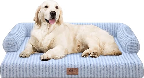 Miniatura 16 de Cama ortopédica extra grande para perros impermeable: cama de espuma viscoelástica para perros XL y extra grandes, sofá sofá, lavable con funda Azul