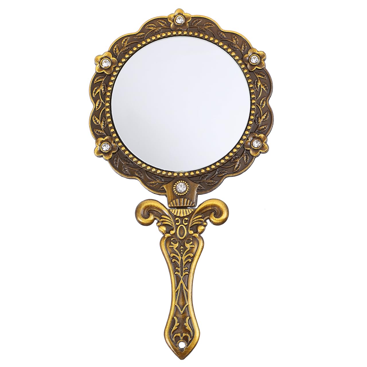 2 Packs Antique Handheld Mirror with Elegant Handle, Vintage Makeup Mirror for Face and Cosmetic Use, Stylish and Functional Mirror for Women