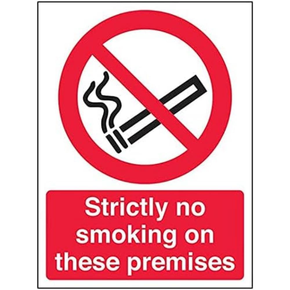 V Safety Prohibition No Smoking - Strictly No Smoking on These Premises - 200 x 300 mm Safety Sign