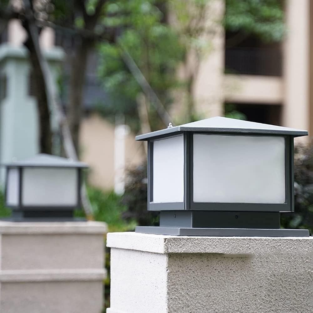 Luz de Poste Exterior Moderno, Lámpara De Columna Cuadrada Para Exteriores, De Aluminio Y Acrílico, Para Patio, Jardín, Villa, E27, Resistente Al Agua, Para Vallas Luz de Trayectoria Exteriores(25*22c