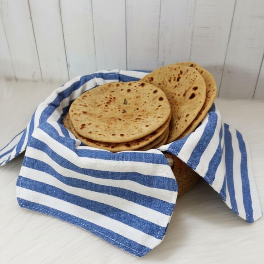 Saprose Chapati Basket Hot Case with Cotton Roti Clothe, Roti/Chapati Storage Box | Chapati box | Roti Basket for Dining Table | Bread Basket | Dining Table Accessories Diameter: 22cm (Beige) 2
