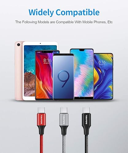 Vista 43 de Cable USB C corto de 1 pie, paquete de 2, carga rápida de 3A, cable de carga USB A a USB C trenzado para Samsung Galaxy S24 S23 S22 S21 S20 S10 S9