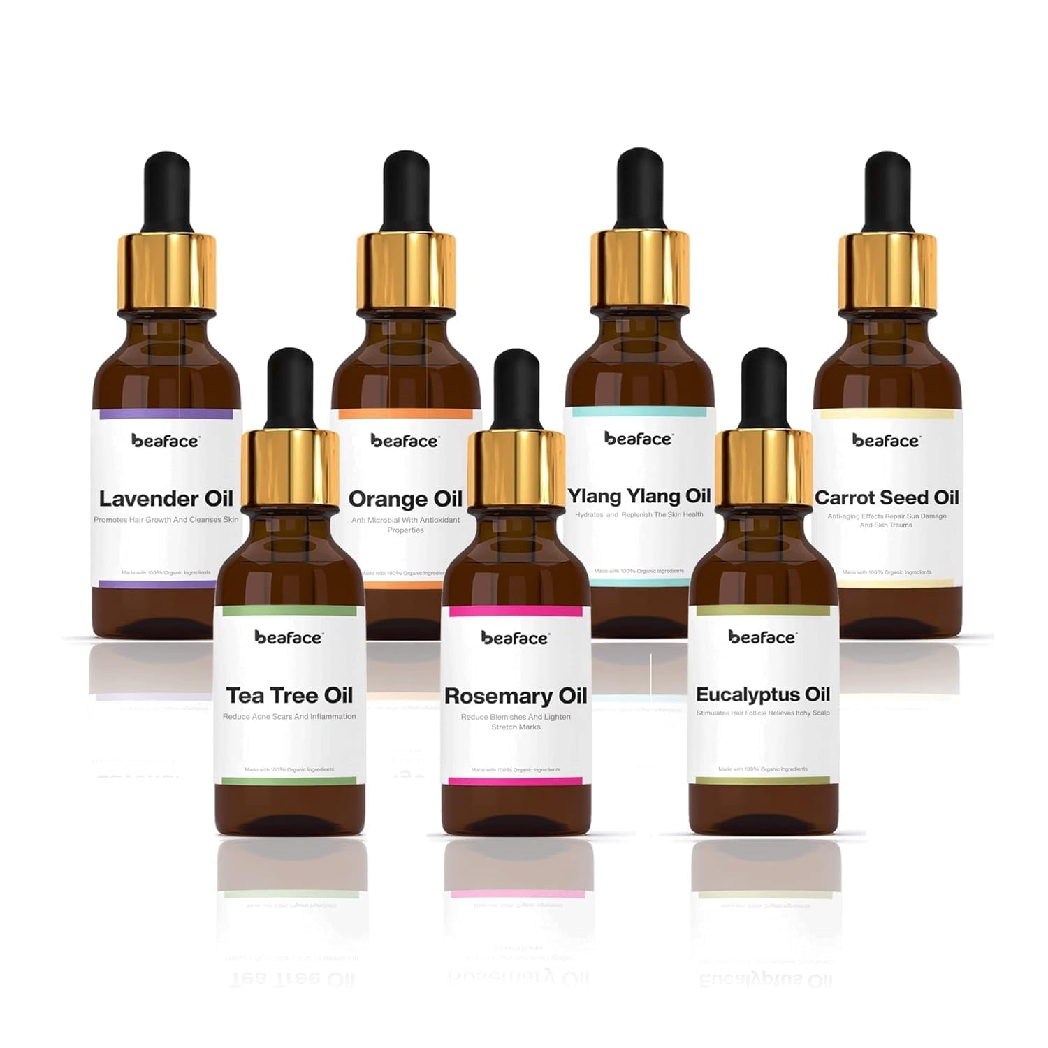 Combo OF Lavender Oil 20ml | Tea Tree Oil 20ml | Rosemary Oil 20ml | Eucalyptus Oil 20ml | Ylang oil 20ml | Orange oil 20ml | Carrot Seed oil 20ml |Diffuser oil/Aromatic Bath |PACK OF 7|-picture-12