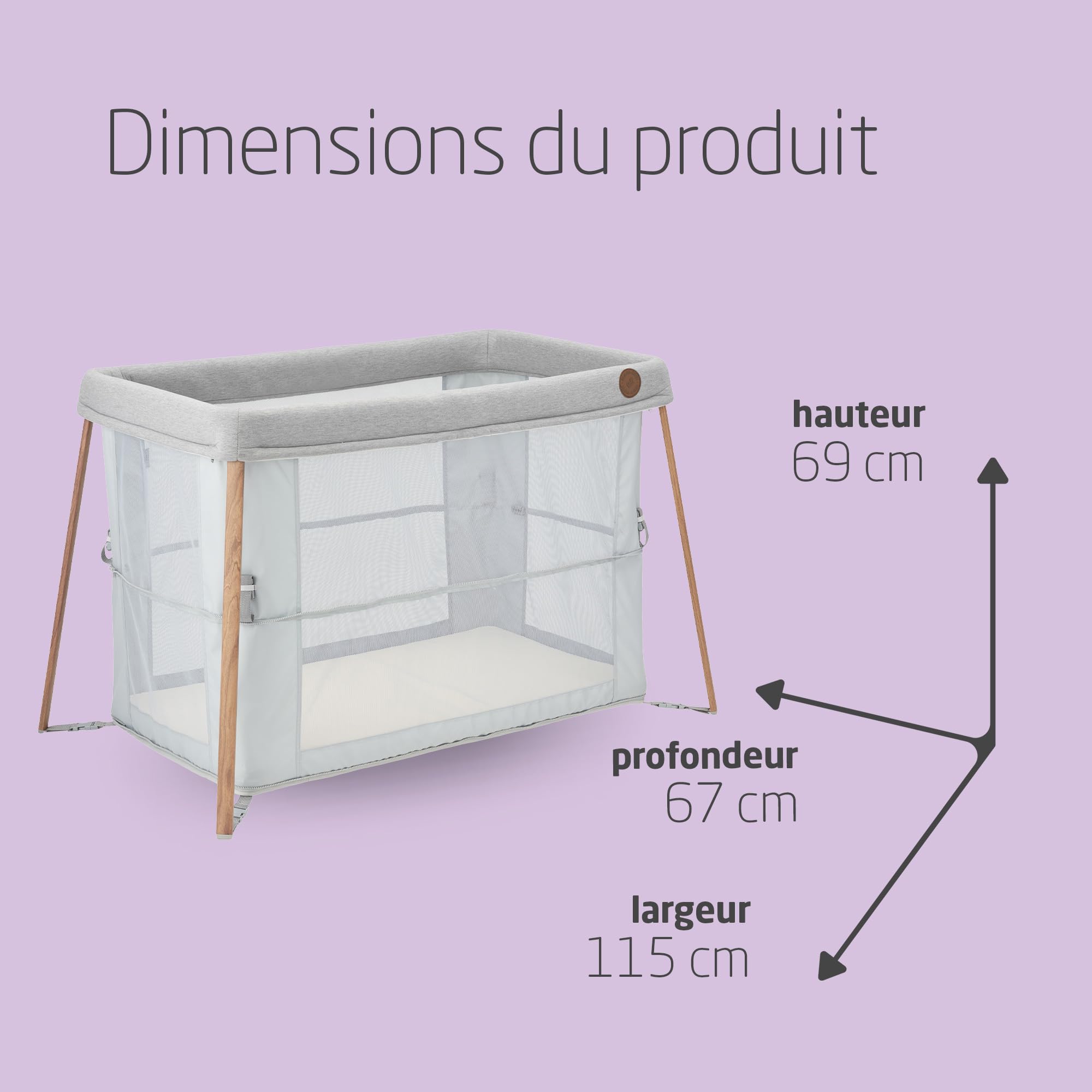 Maxi-Cosi Iris 2 en 1 Lit de Voyage pour Bébé, 0 - 3 ans, jusqu’à 15 kg, Lit de Voyage Compact, 2 Niveaux de Couchage, Pliable et Léger, Matelas en Mousse épais, Sac de Voyage, Essential Grey
