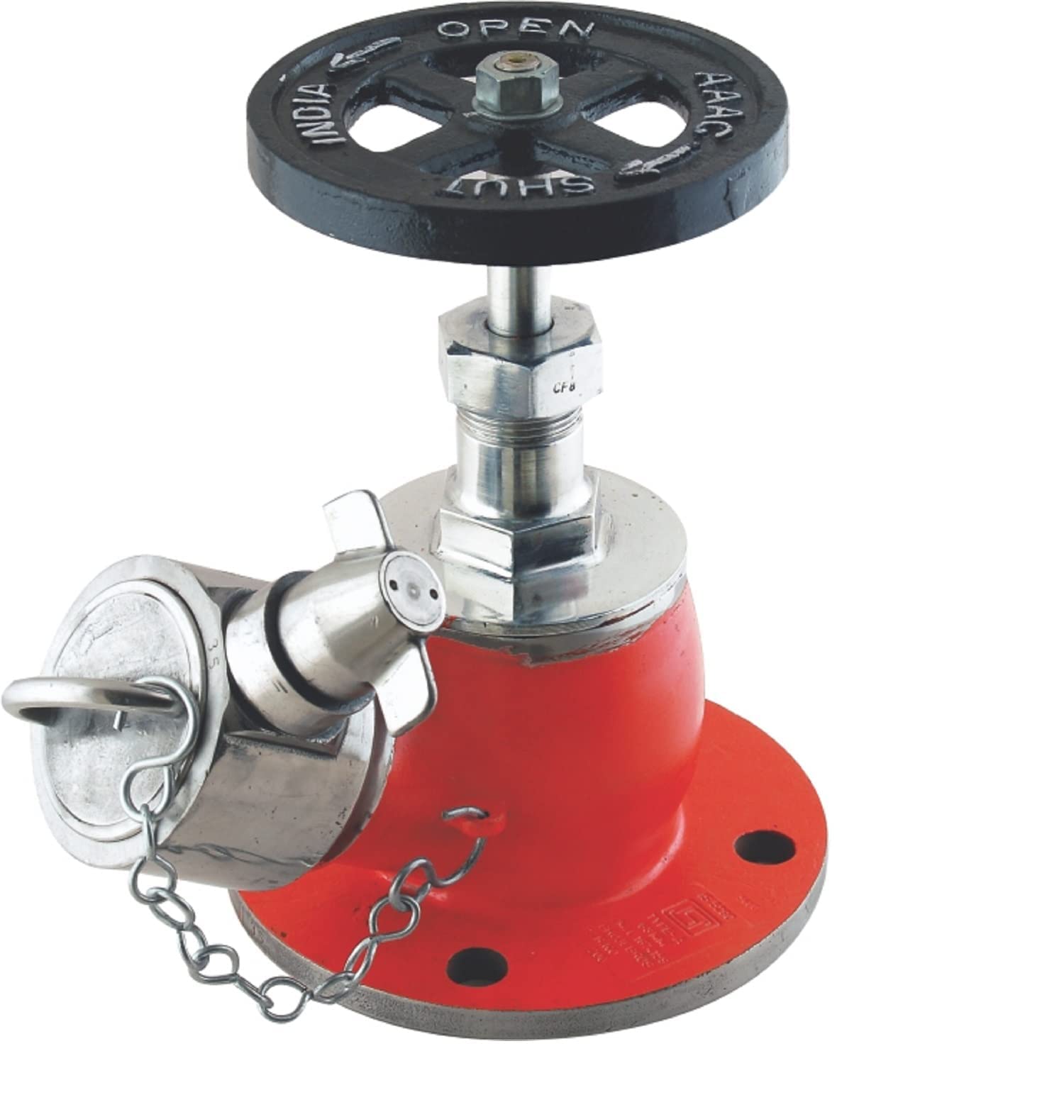 Aaag Fire Hydrant Valve 63mm Single Way Landing Valve Ss Metal With Abs Blank Cap and Gi Chain (Ss-316) - Pack of 2