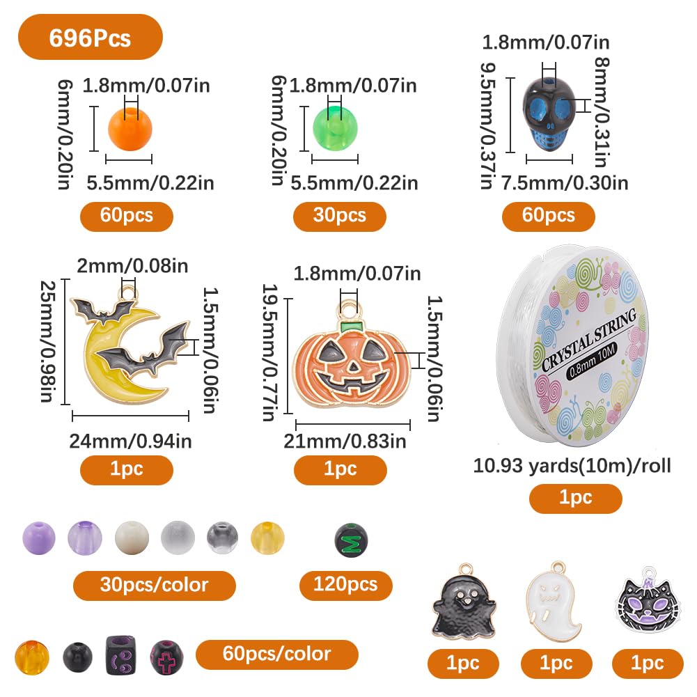 SUNNYCLUE Halloween Perlen – 160 Stück Totenkopf-Skelett, 13 Mm, Acryl, Für Schmuck & Deko