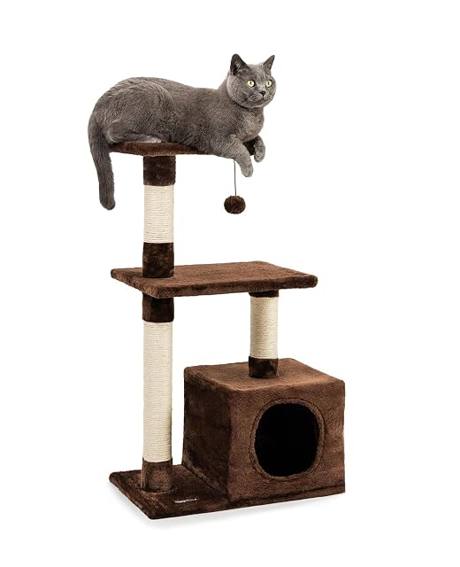 lionto Árbol rascador para Gatos Altura 85 cm, Marrón
