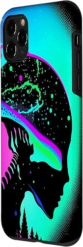 Vista 26 de iPhone 11 Pro Max Trippy Vaporwave Alien Head Skull Dripping Paint UFO Art Case
