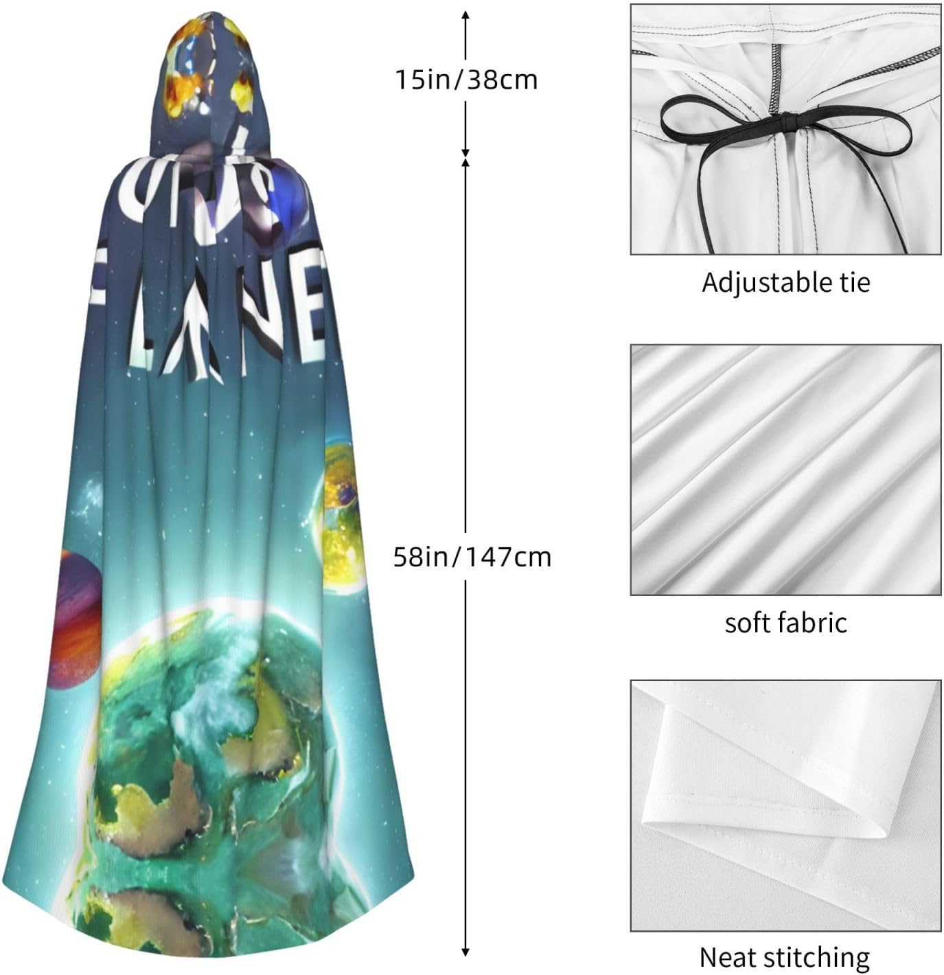 SSIMOO Cute Planet Enchanting Adult Hooded Cape for Halloween and Party Costumes-Fashionable Women's Robes,Capes