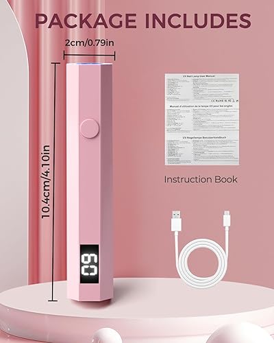Miniatura 7 de Luz UV para uñas, luz UV de mano para uñas, lámpara LED portátil de 3 W con 2 ajustes de temporizador, 2060 segundos para esmalte de gel, hogar,