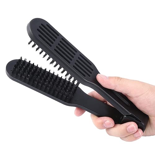 Miniatura 7 de Cepillo de pelo con abrazadera, peine de doble cepillo, cepillos para alisar el cabello, alisador de cerdas de nailon, peine desenredante,