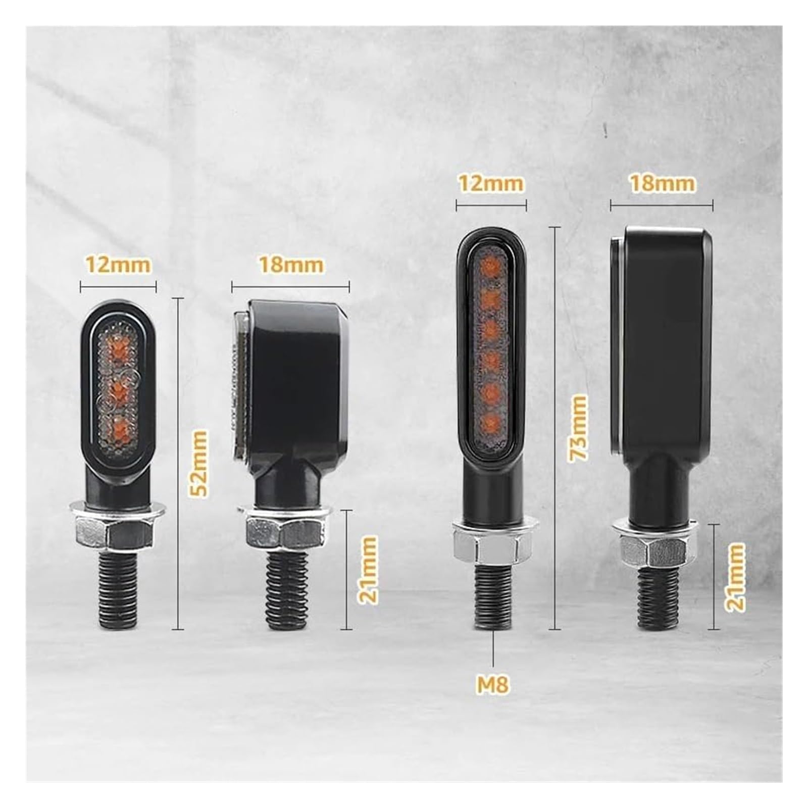 Indicatore Direzione Anteriore per Yamaha Indicatore di direzione per Moto 12V 8mm LED Indicatori Luci Lampeggianti 3LED 6LED(6LED-4 PCS)
