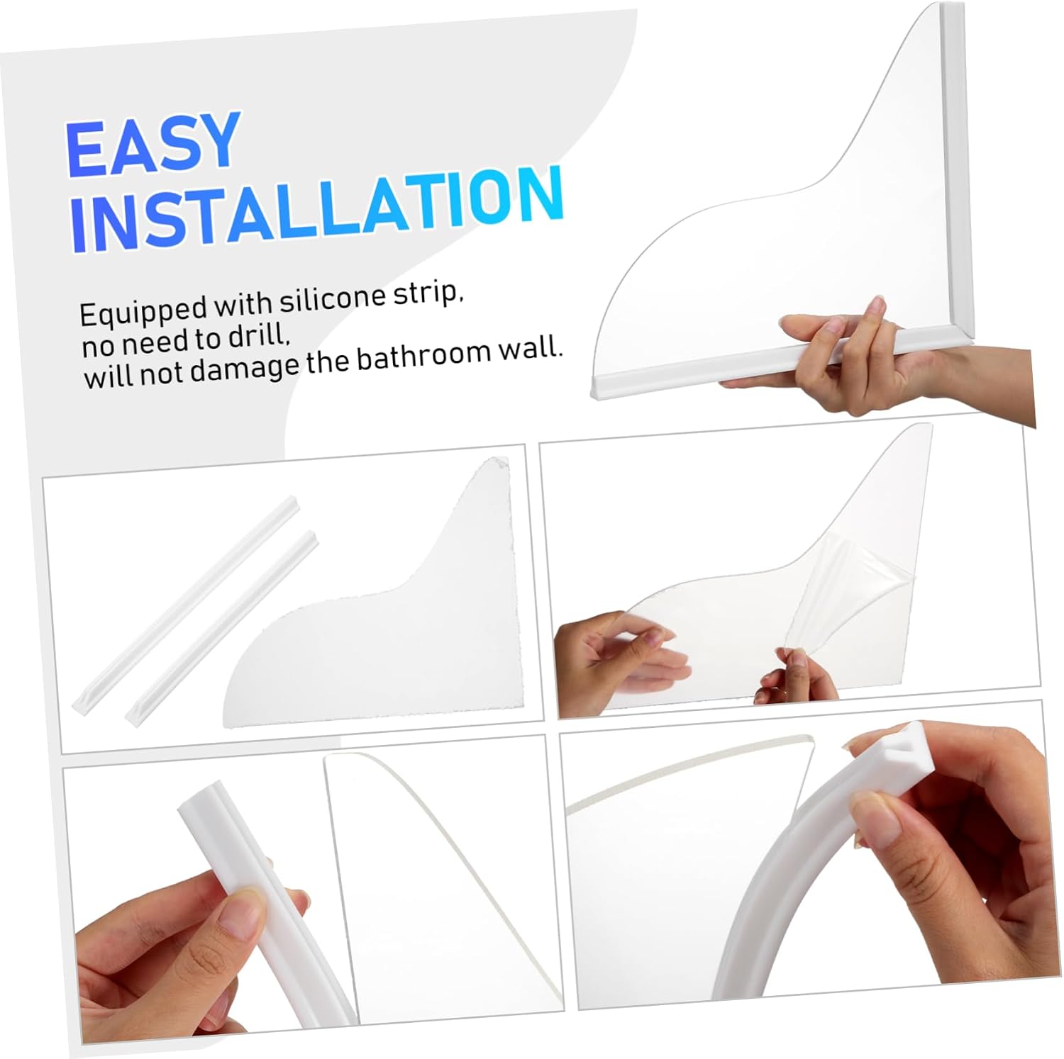 Acrylic Bathtub Splash Guard Set 2pcs Corner Water Barrier Shields for Shower and Sink Waterproof Tub Edge Protector for Bathroom Use