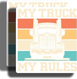 My Truck My Rules Magnets - Truck Decor - Retro Truck Magnets - Fun Truck Magnets - Classic Truck Magnets - Truck Enthusiast Magnets - 2 Pack - 5" On Longest Side - Made in USA - PLDFMAG3766