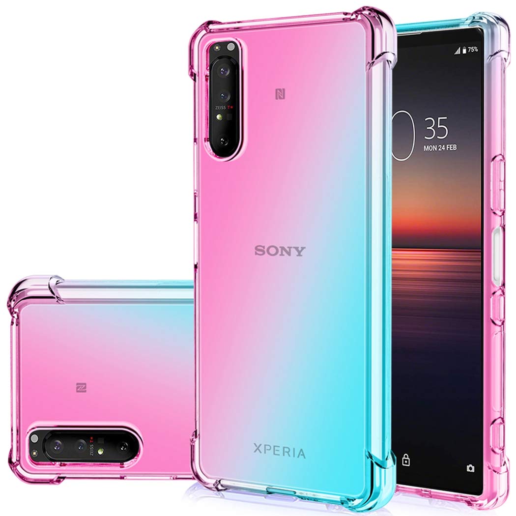 JhxtechSony Xperia II Case/Sony Xperia II Phone Case,Clear Cute  Gradient Phone Case Slim Anti Scratch Flexible TPU Cover Shockproof  Protective
