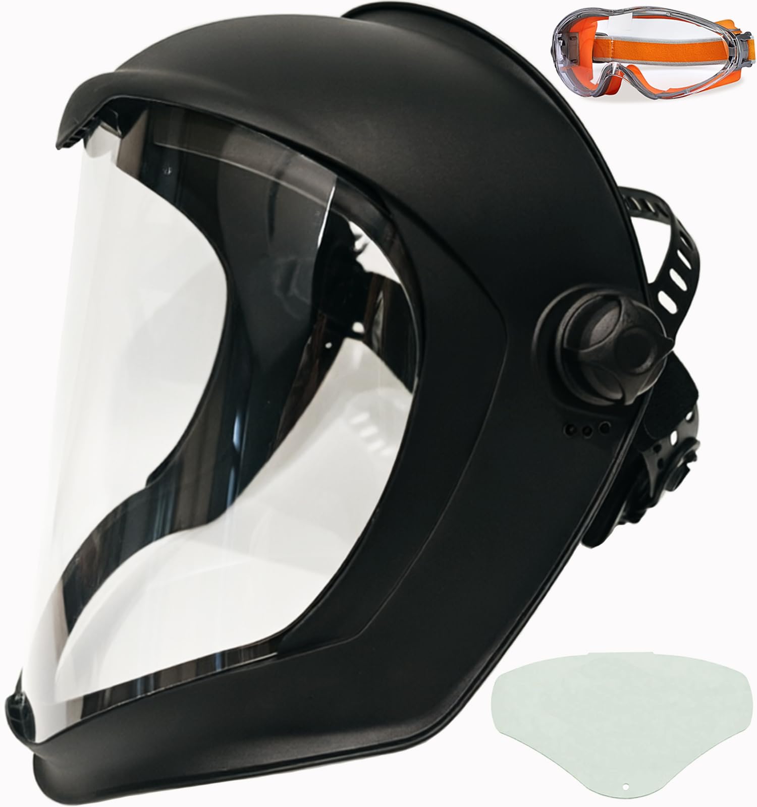 PHOENISING Protector facial de seguridad para moler y cortar, visera antivaho, protección de alto impacto, lente de repuesto