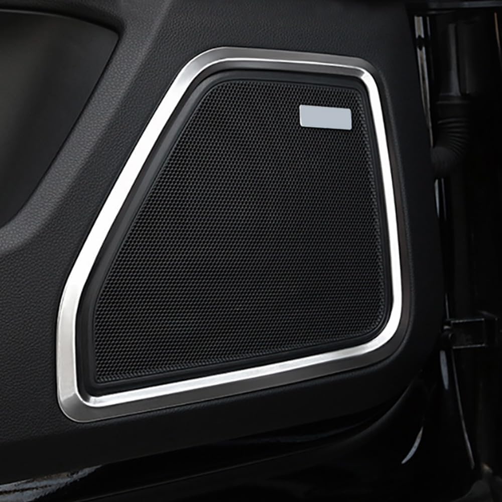 Car Door Horn Decorative Ring Speaker Decoration Sound Frame Protective Cover Trim for Porsche Macan 2014-2024 Interior Accessories (Silver)