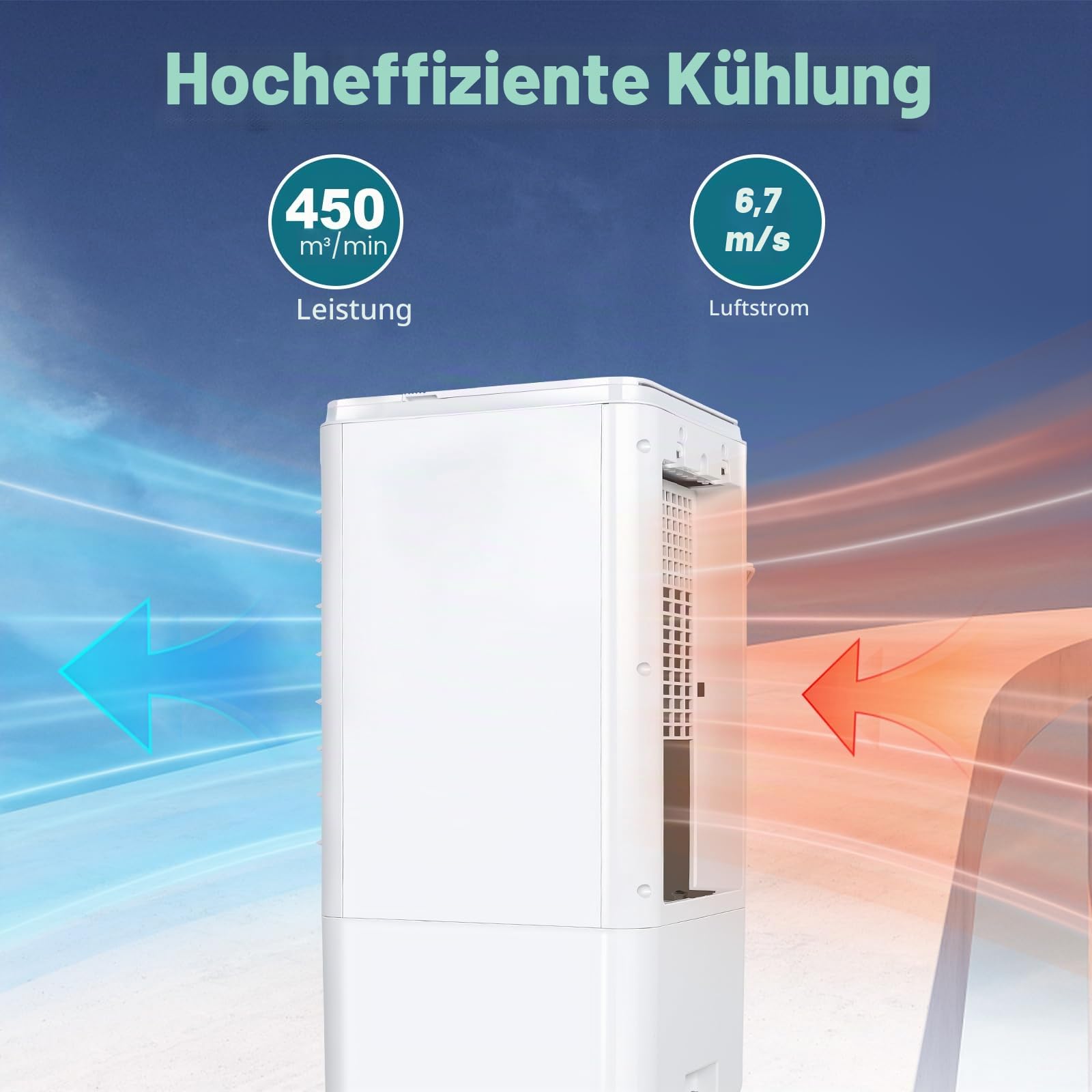 CAYNEL Tragbare Klimaanlagen, Verdunstungsluftkühler mit 7-Stunden-Timer für Auto-Off, 4 Modi und 3 Geschwindigkeiten, 4 Liter Tank-Fensterlose Klimaanlage, Sumpfkühler, Klimaanlage für Zimmer