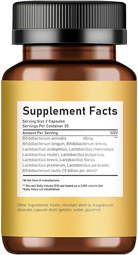 Miniatura 7 de Cápsulas probióticas y prebióticas para la salud intestinal y digestiva, apoyo inmunológico con fibra de inulina para mujeres y hombres, certificado