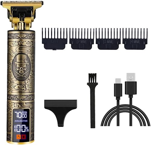 Miniatura 56 de Cortadora de pelo profesional para hombres y mujeres, inalámbrica, recargable, recortadora de pelo, kit de aseo de corte de cuerpo de metal, Cabeza
