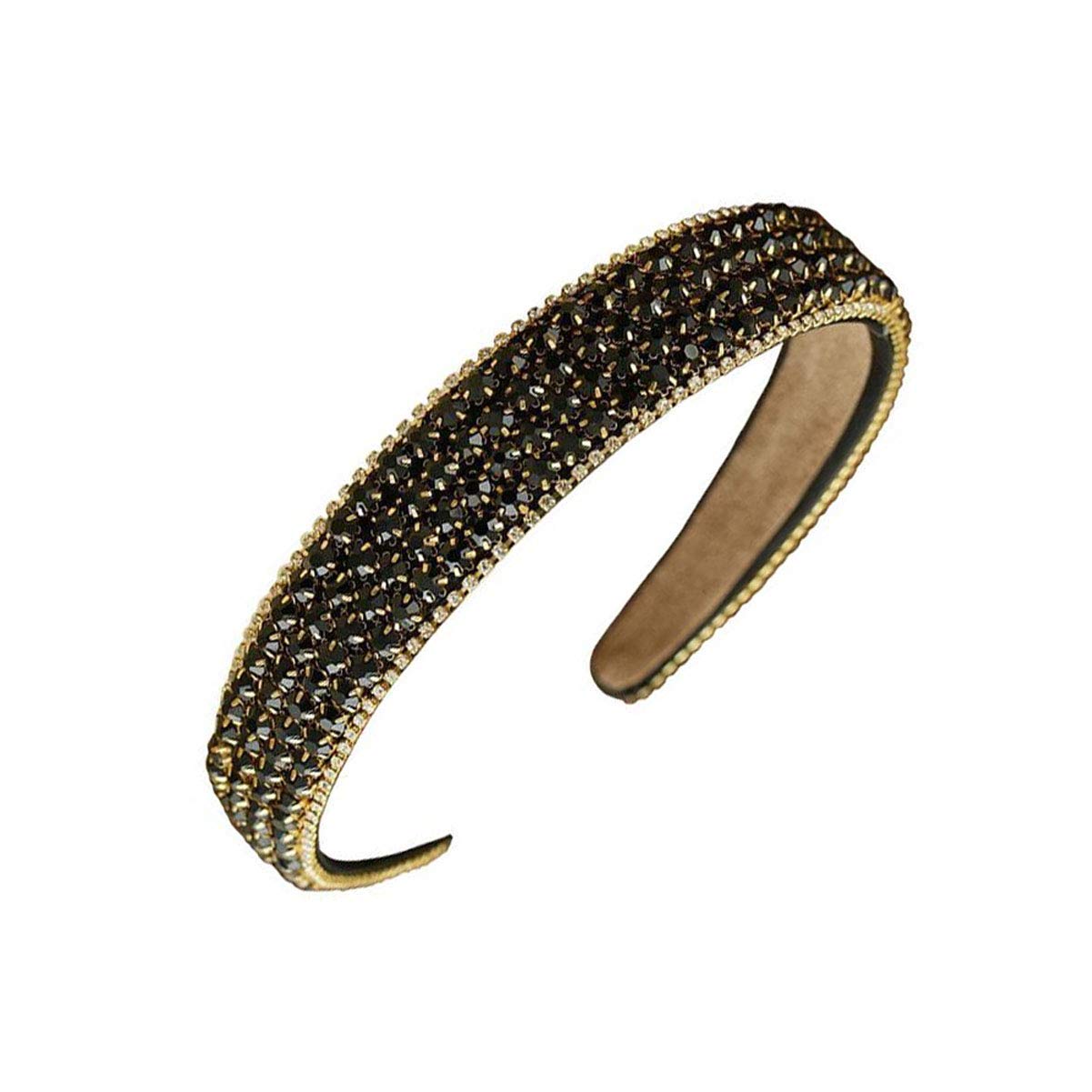 Teppylony Luxury Sparkle Rhinestone Crystal Wide-edge Headband Women Lady Handmade Fashion Hair-Band Hair Hoop Band Hair Accessories for Wedding and Party (B#)