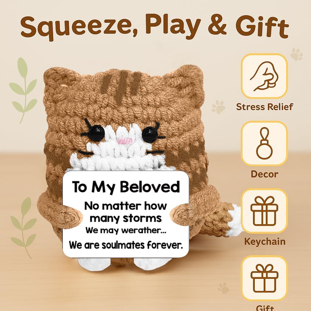 Gift of Love: Handmade Crochet Kitty Plush for Her, Him, Girlfriend or Boyfriend, Birthday & Valentine‘s Day Idea- Relief Toy - Image 4