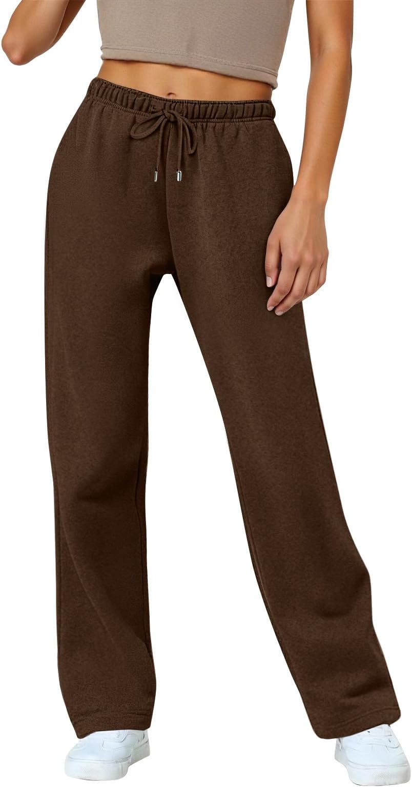 Sweatpants Women Straight Leg Joggers Tracksuit Bottoms Elastic Wasited Wide Leg Pants Sports Yoga Fitness Gym Lounge Wear Trousers with Pockets