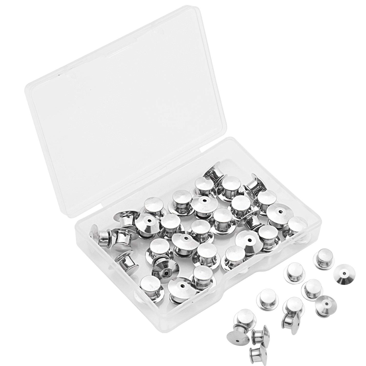 SUBANG 30 Pieces Metal Pin Backs Locking Pin Keepers Locking Clasp with