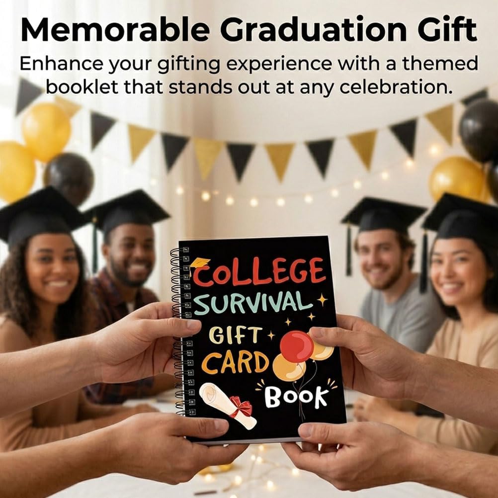 2026 College Survival Kit Gift Card Book - Graduation Survival Gift Card Booklet for College Student, High School Graduation Gift Card Holder Book with Surprises on Every Page (2SET)