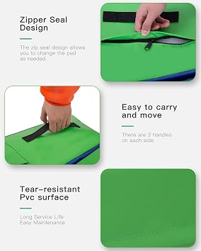 Gymnastics Mat 48x24 Inch Folding Incline Gymnastics Mat with Handle for Kids' Indoor/Outdoor Exercise, Tumbling, Skill Training, Gym Exercise, Cheese Mat, Gymnastics Wedge