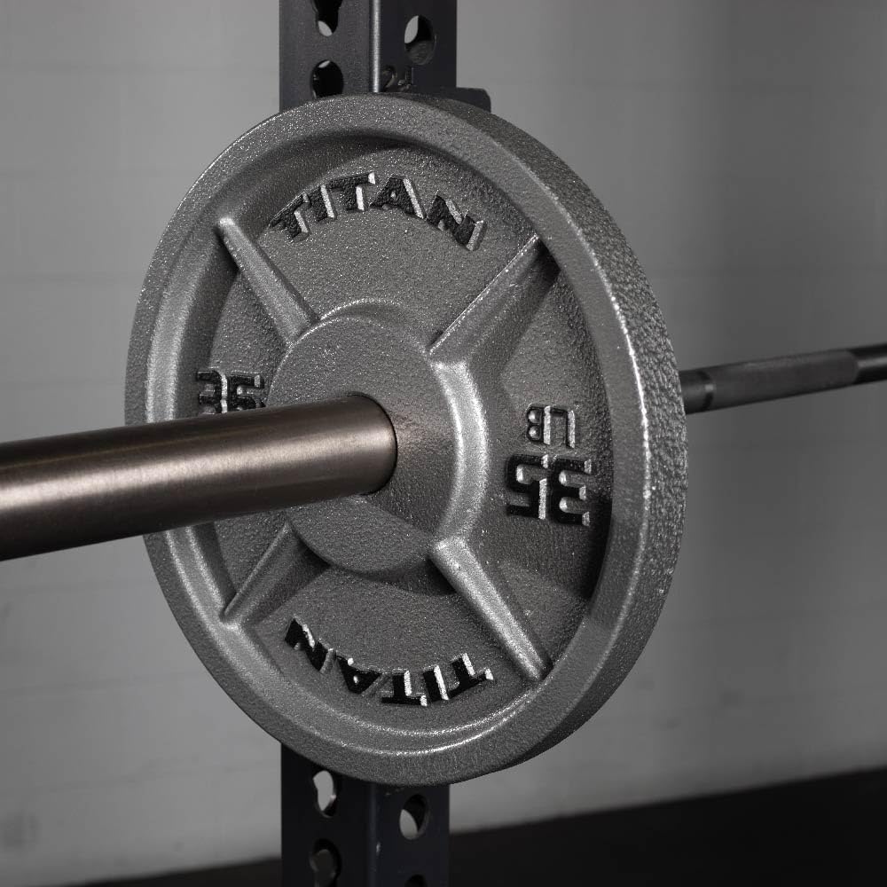 Titan Fitnes Cast Iron Olympic Plates, Classic Weight Plate Design, Hammer Finish